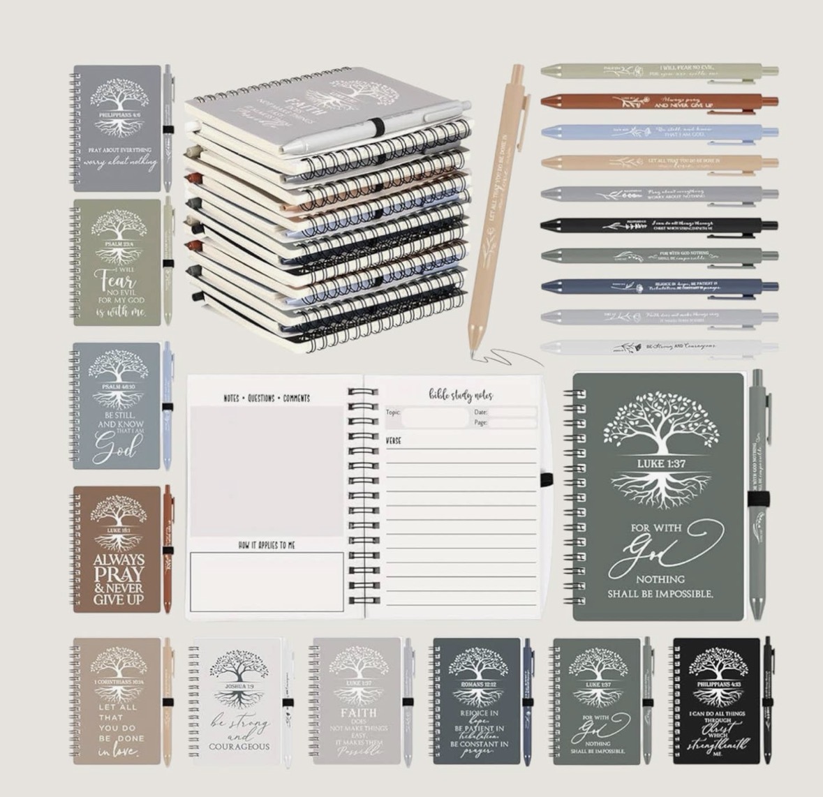 Full Faith Tree journal and pen collection with interior pages