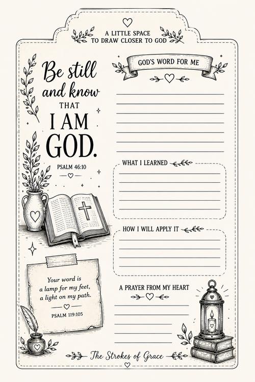Be Still and know that I AM GOD devotional page design