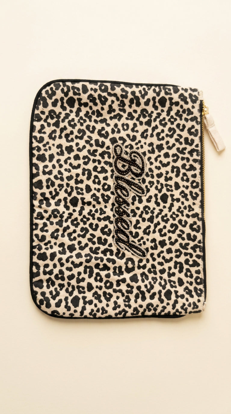 Blessed leopard canvas journaling pouch