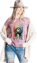 Woman in mauve Jesus Is The Music In Me tee